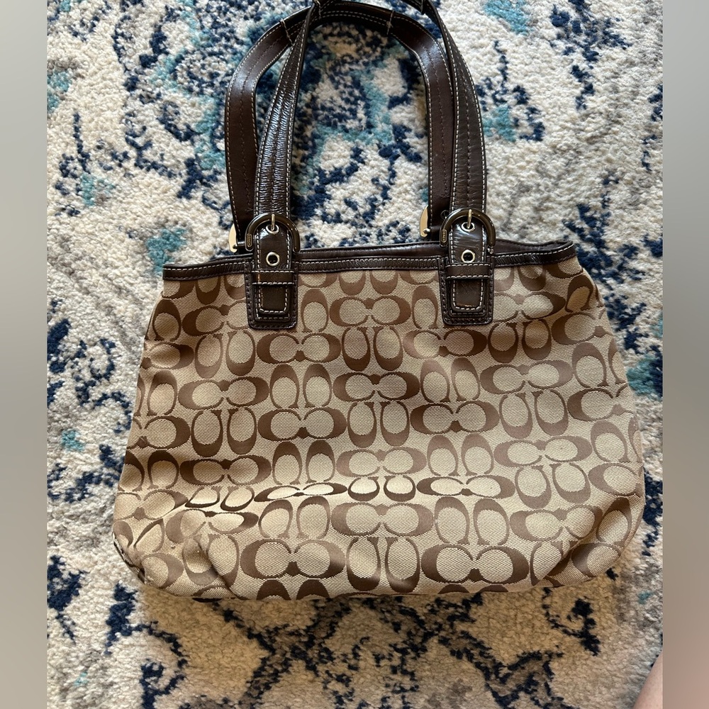 Coach Brown Shoulder Bag with Signature Pattern